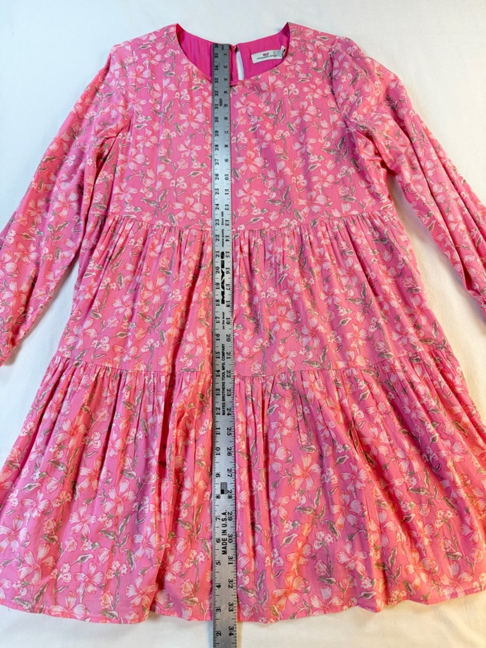 Vineyard Vines Oleander Floral Tiered Long Sleeve Dress Size Small - Picture 4 of 8